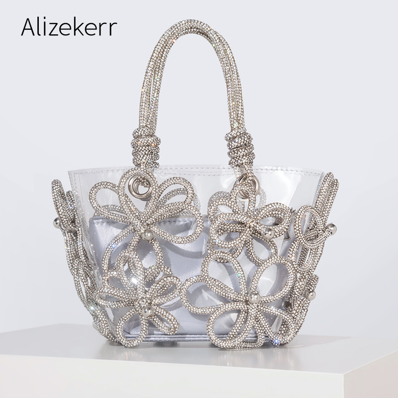 Women'S Fashion Boutique - Diamentowy kwiat przezroczyste duże torba z