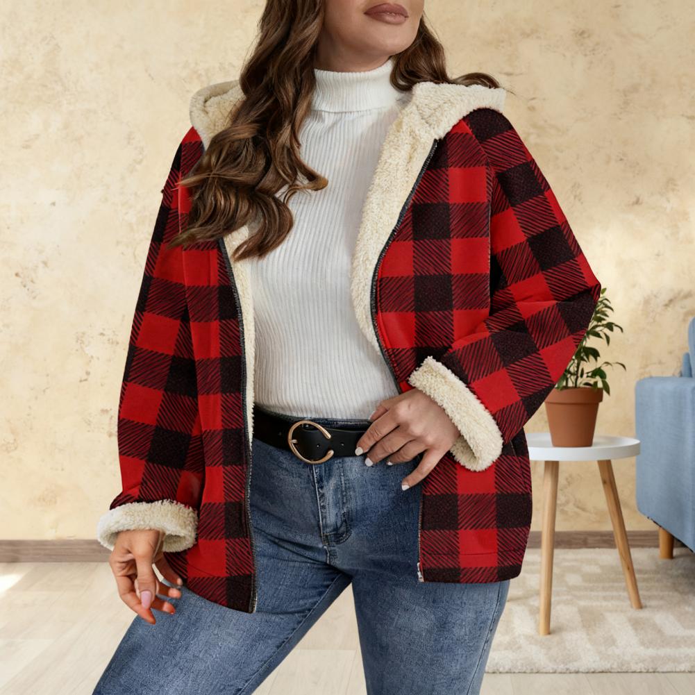 Sherpa Coat Women - Damska kurtka typu shacket w kratę