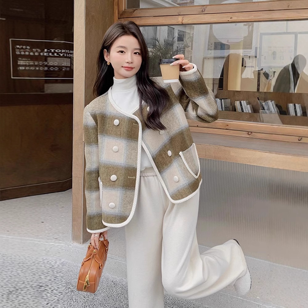 Sherpa Coat Women - Żakiet tweedowy damski, niebieski, zimowy, ocieplany