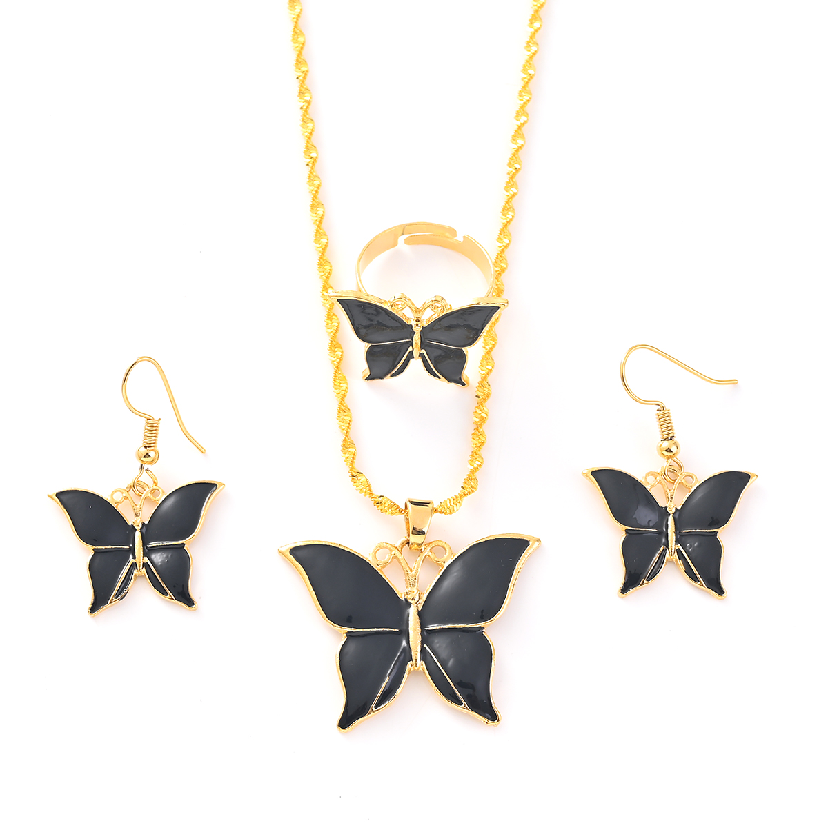 Women Fashion Png - Stylowy wisiorek motyl Naszyjniki Kolczyki Pierścionek