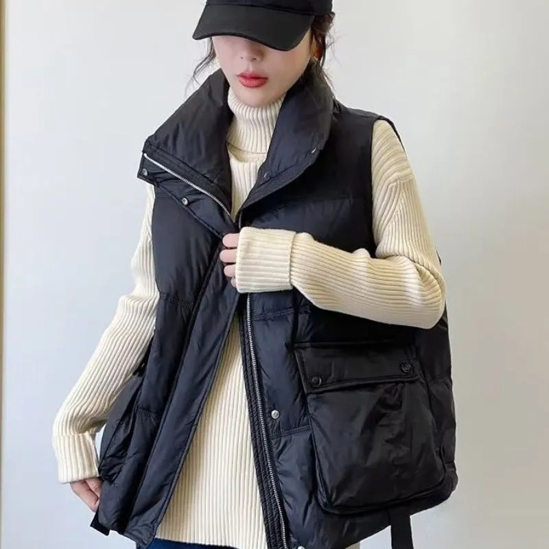 Puffer Vest Fashion Women - Jesienno-zimowa moda damska, puchowa kamizelka bez