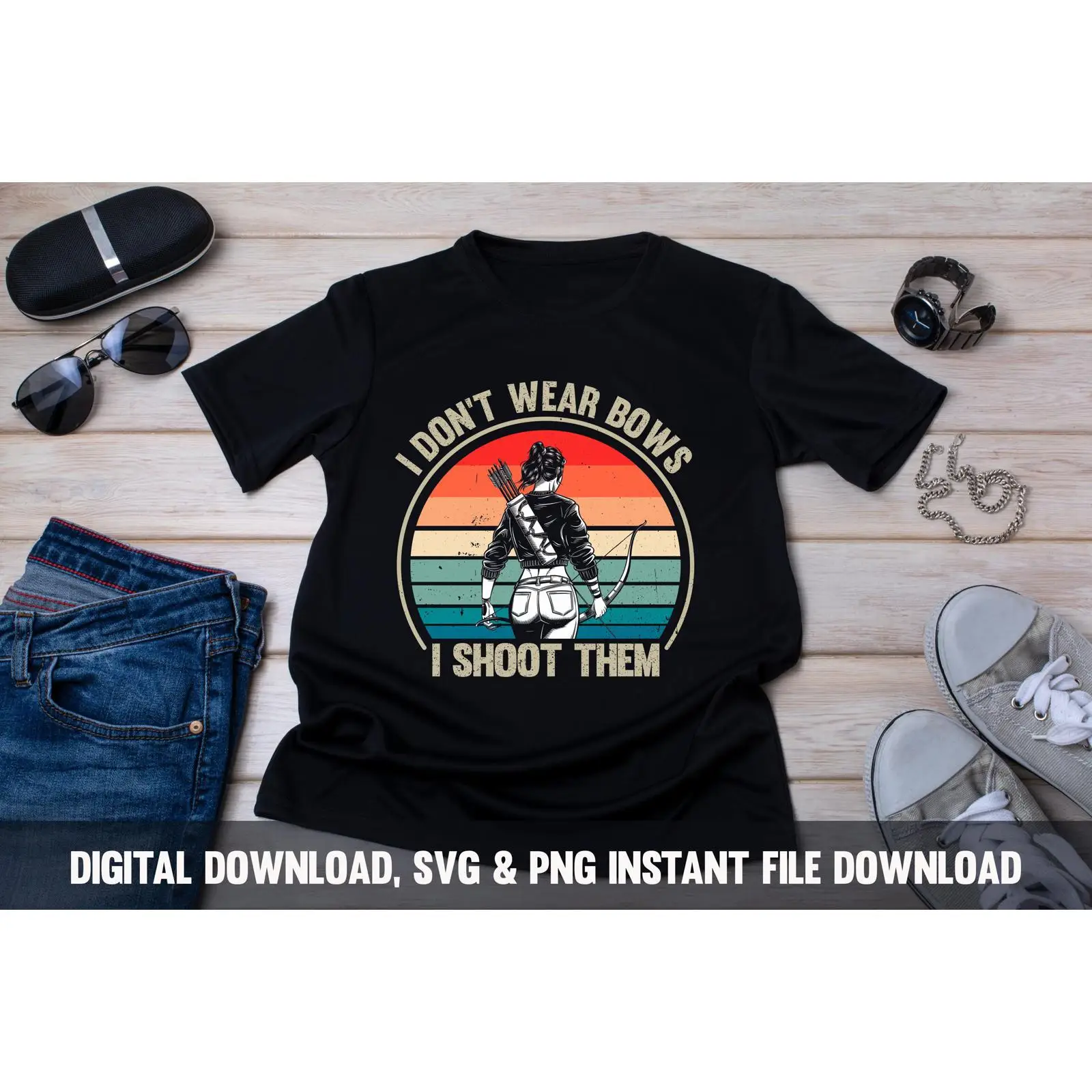 Women Fashion Png - Łuczniczka SVG PNG Dziewczyna Łowczyni Projekt