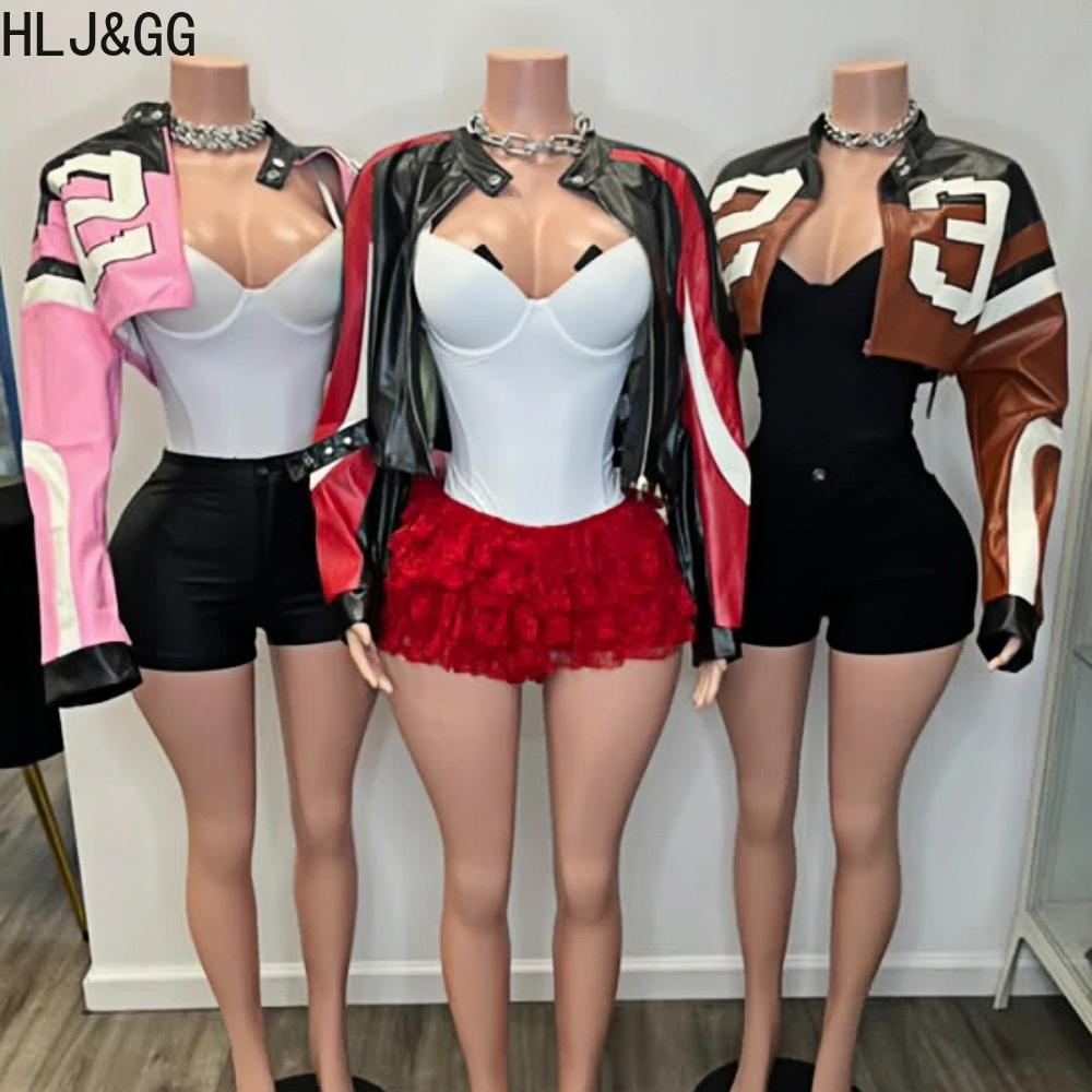 Women'S Fashion Leather Jacket - HLJ&GG Fashion Y2K skórzana kurtka 3