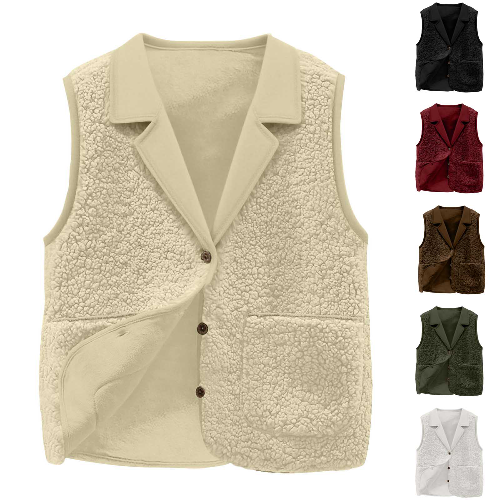 Sherpa Coat Women - Damska kamizelka z polaru sherpa, kołnierz