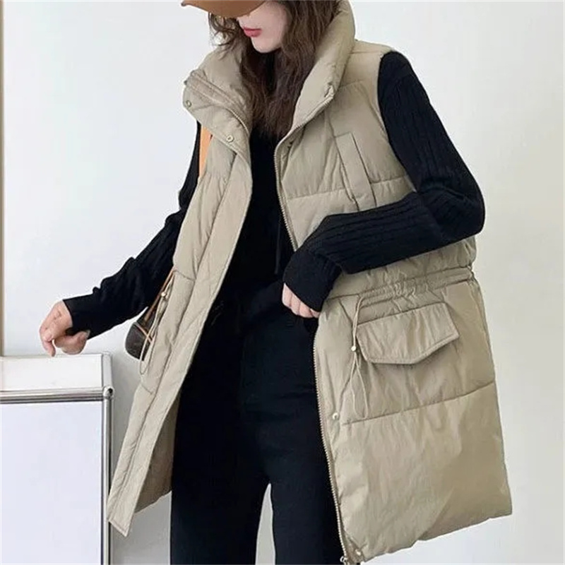 Puffer Vest Fashion Women - 2025 nowa damska średniej długości jesienno-zimowa