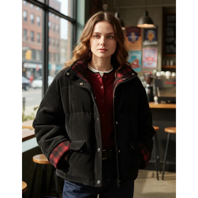 Sherpa Coat Women - Długie, dwustronne kurtki zimowe z kapturem
