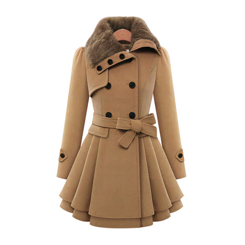 Sherpa Coat Women - Zimowe wąskie długie wełniane płaszcze Sherpa