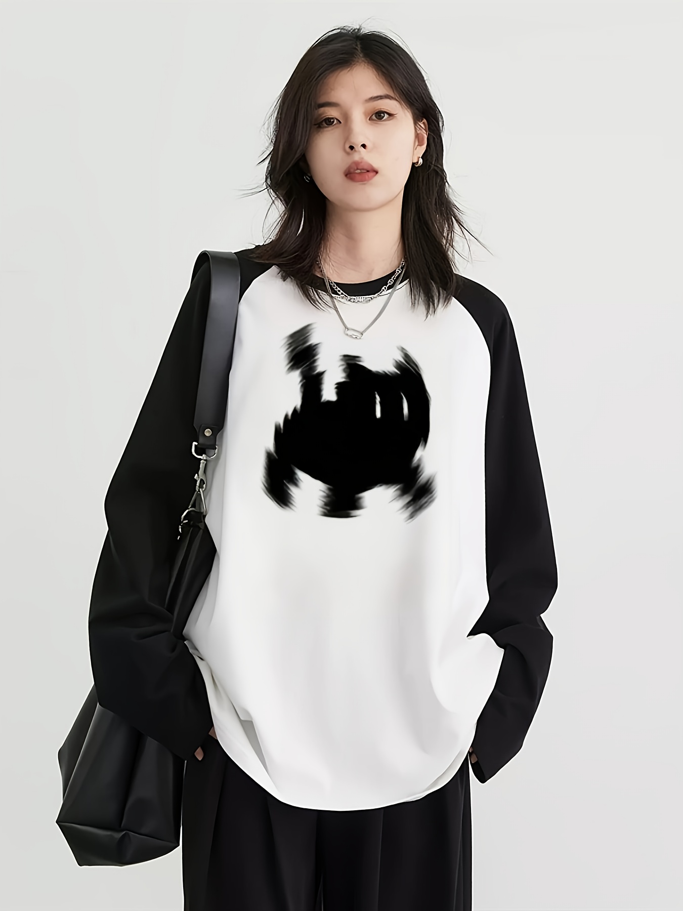 Trend Women Fashion - Damska koszulka raglanowa z długim rękawem