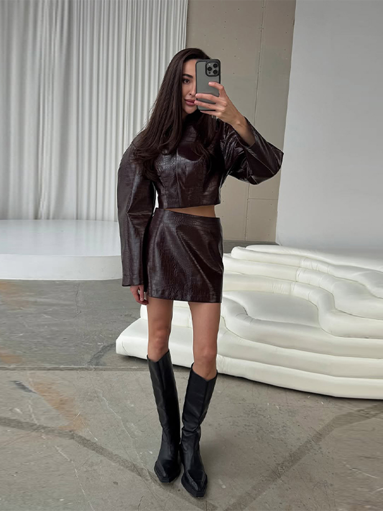 Damska kurtka skórzana w stylu – Women'S Fashion Leather Jacket recenzja i cena
