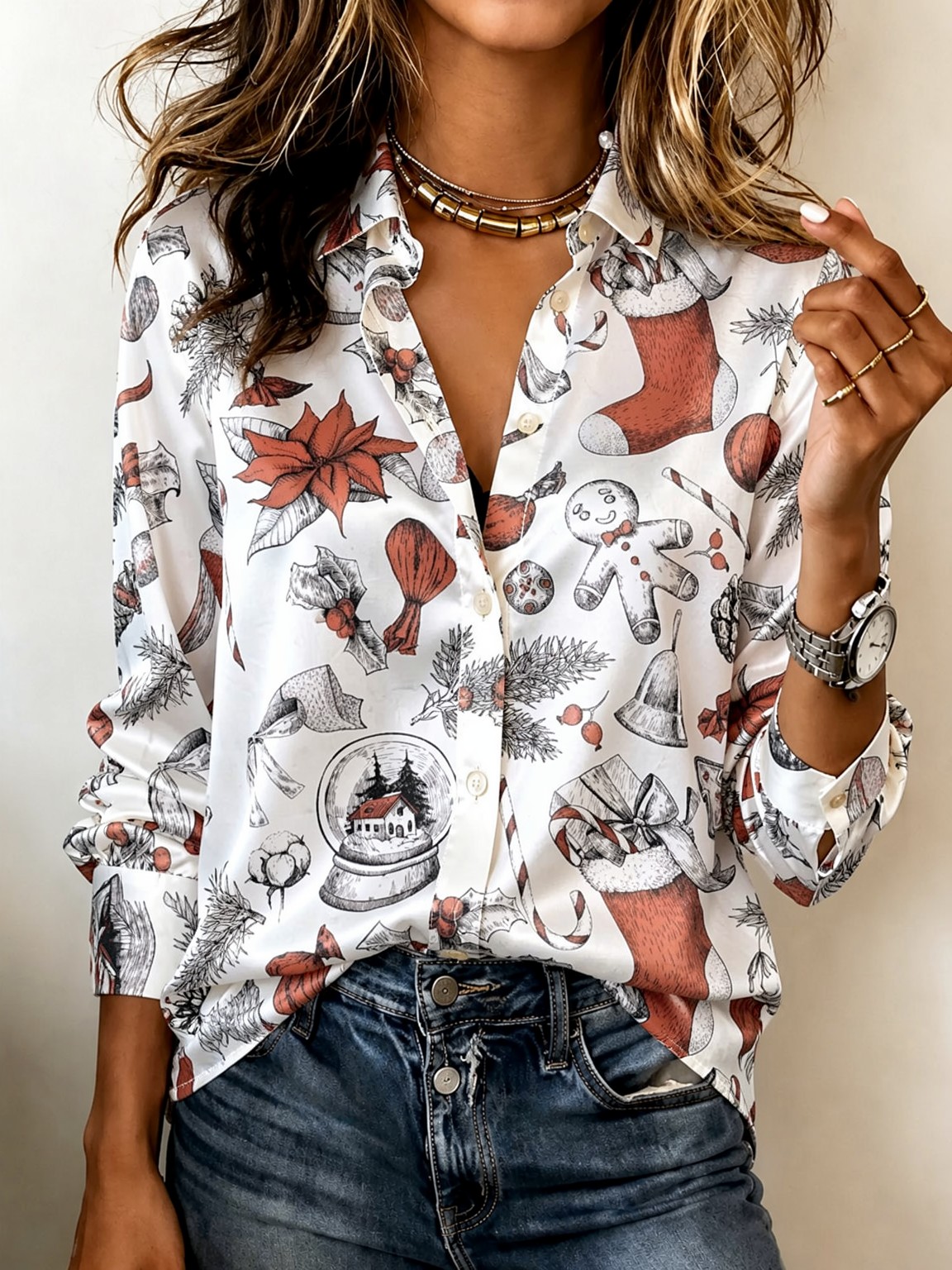 Satynowa bluzka z miękkim kołn – Women Fashion Outfits recenzja i cena