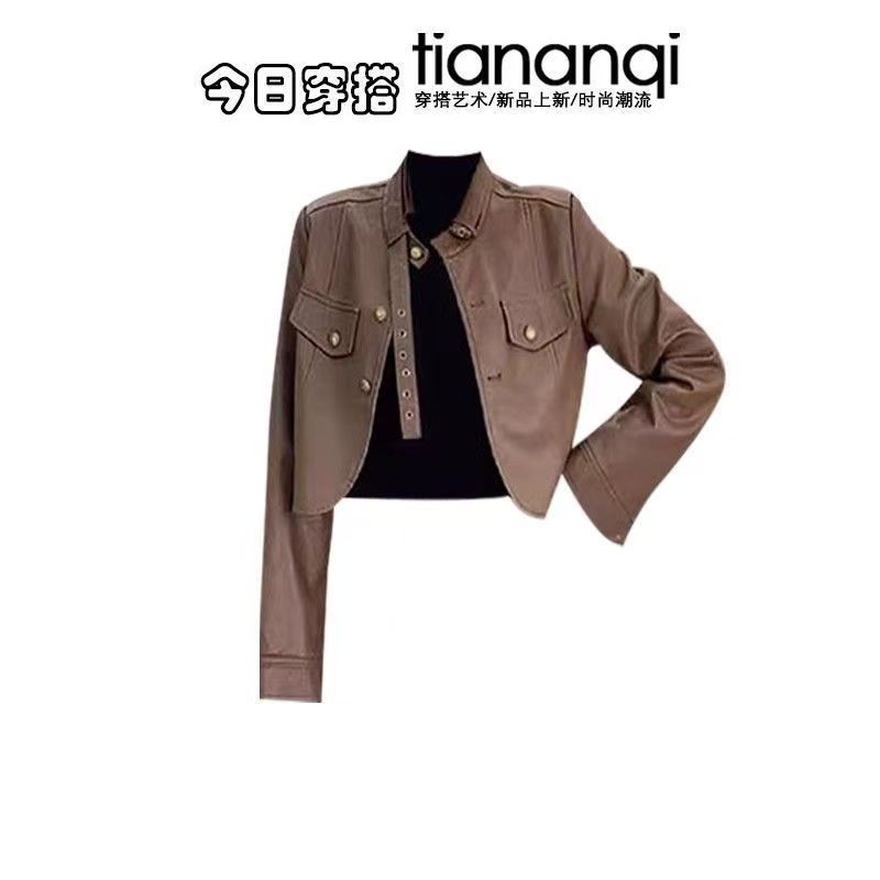Damski zestaw wiosenno-jesienn – Women'S Fashion Leather Jacket recenzja i cena