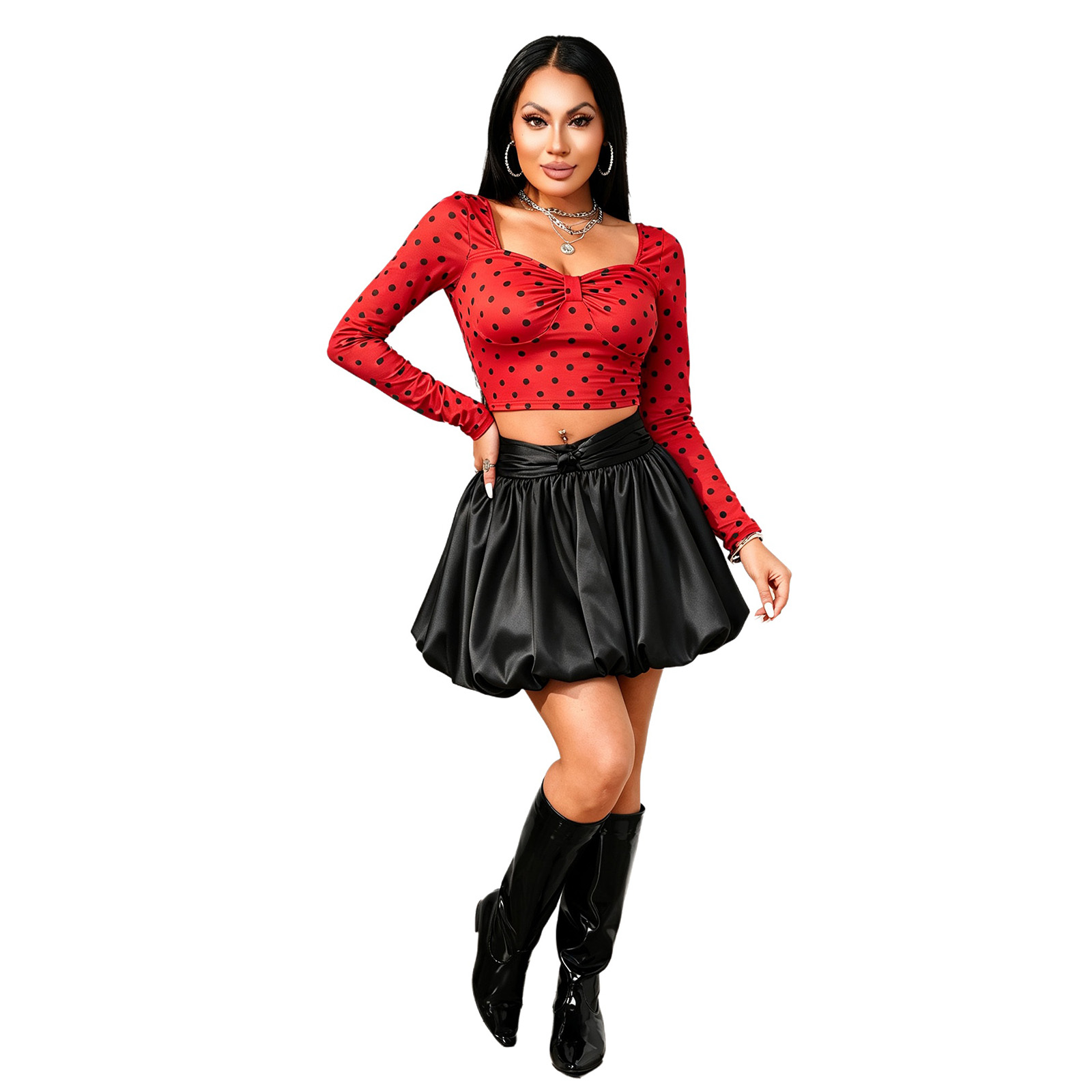 Damskie bluzki crop top z dług – Women Fashion Outfits recenzja i cena